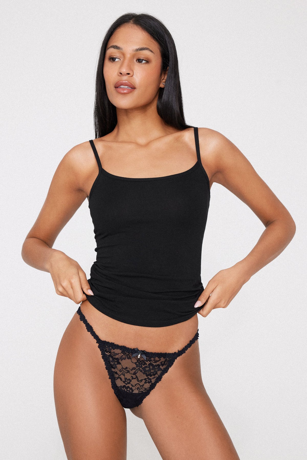 Designer Floral Lace Thong G-String | Black