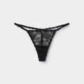 Designer Floral Lace Thong G-String | Black