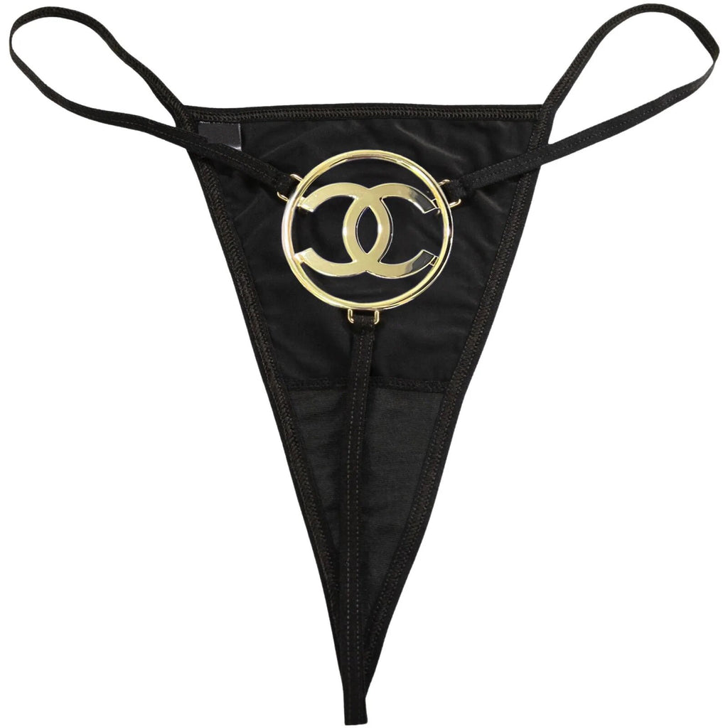 Black Chanel CC Thong by LENCE LONDON