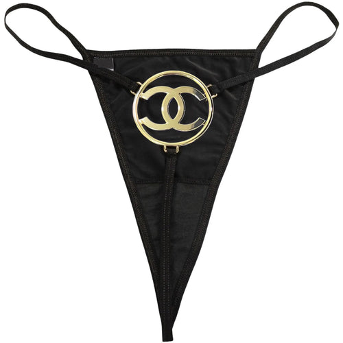 Black Chanel CC Thong by LENCE LONDON