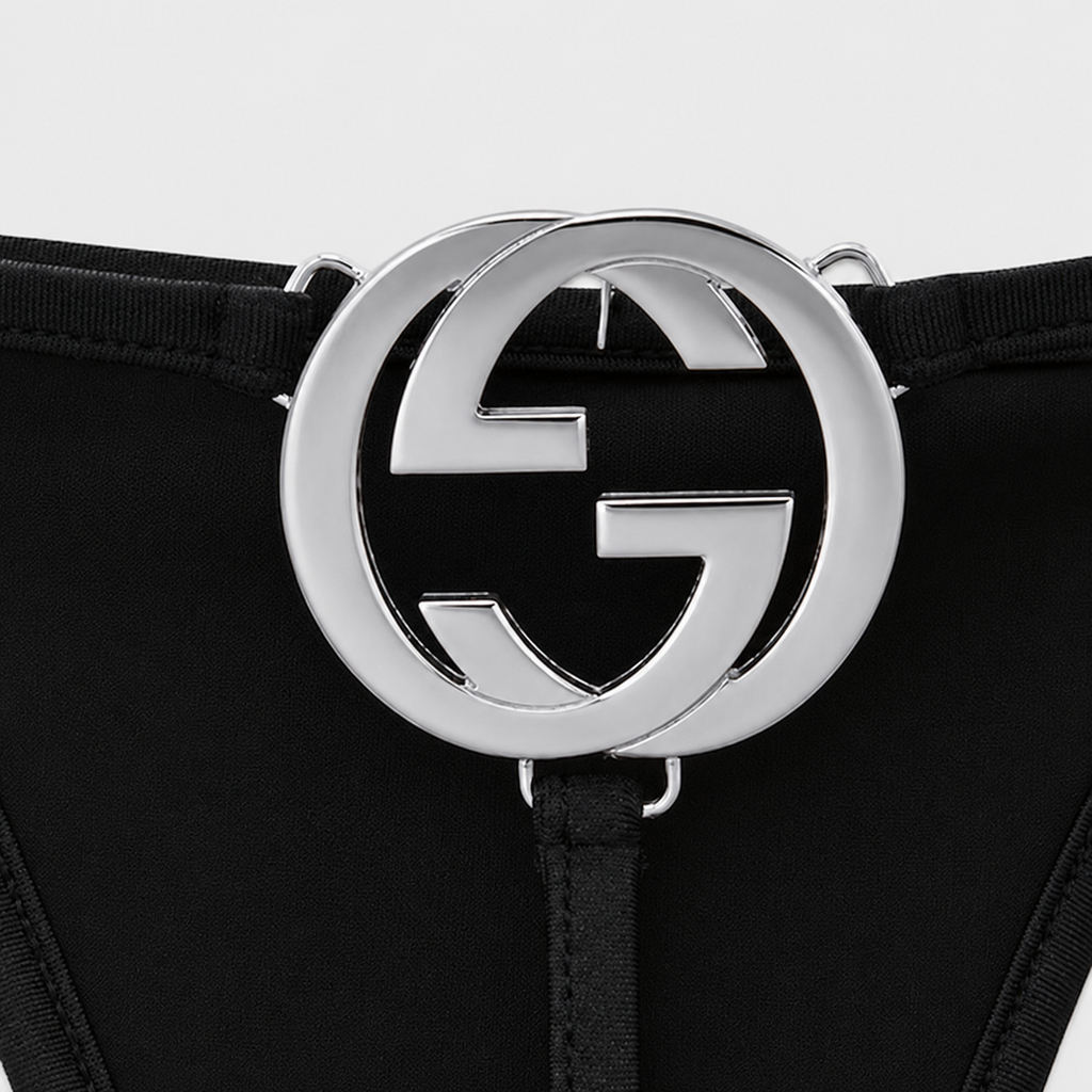 Gucci Silver GG Thong | Black