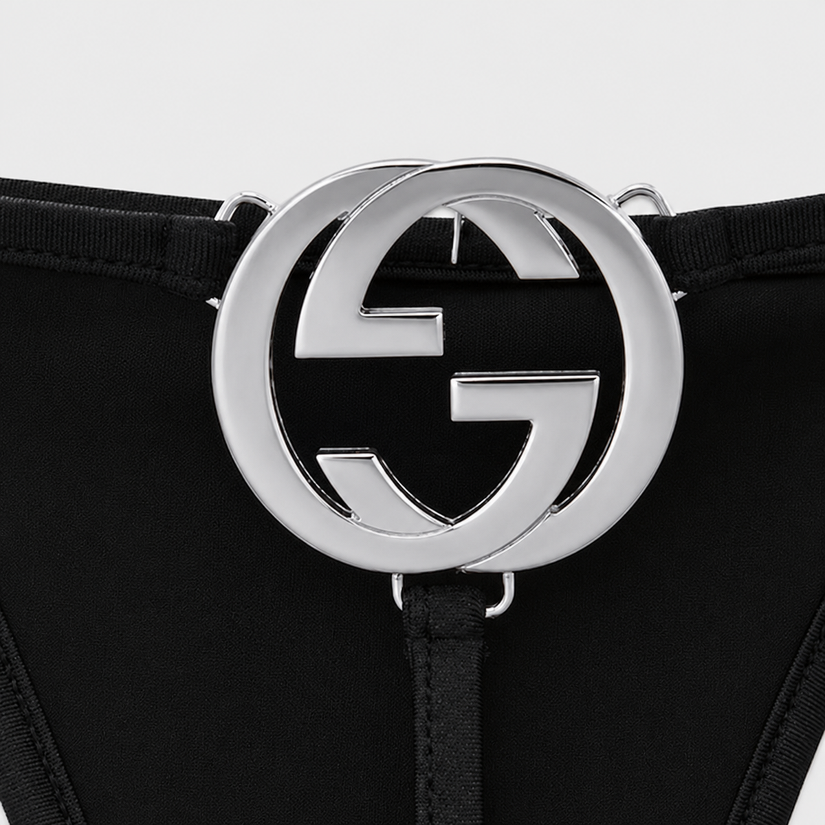 Gucci Silver GG Thong | Black