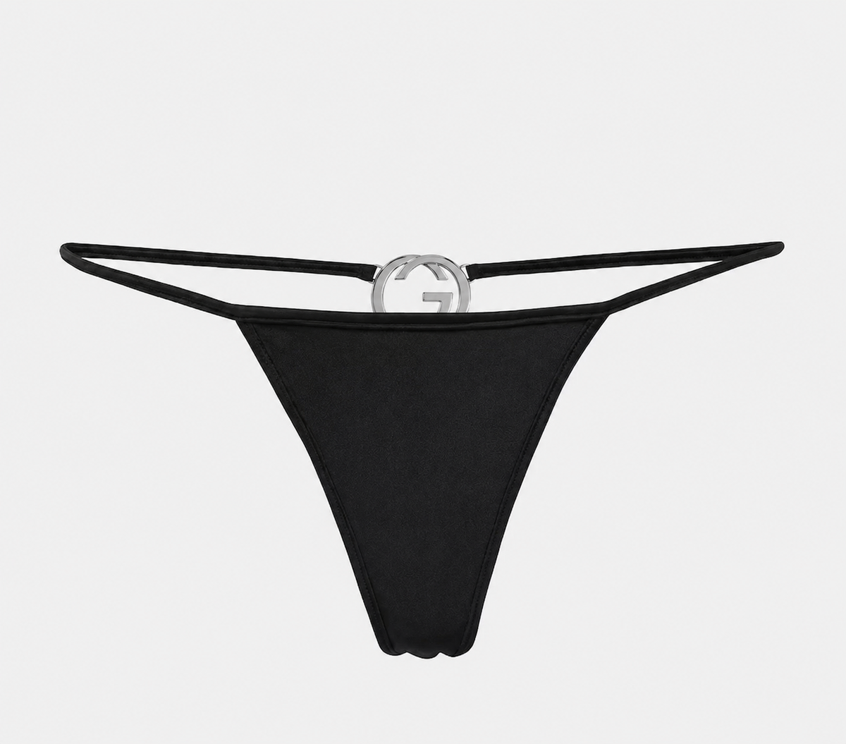 Gucci Silver GG Thong | Black
