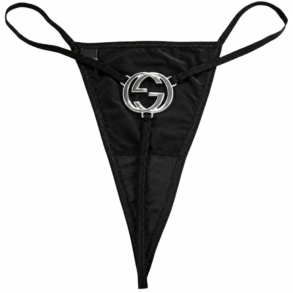 Gucci Silver GG Thong | Black