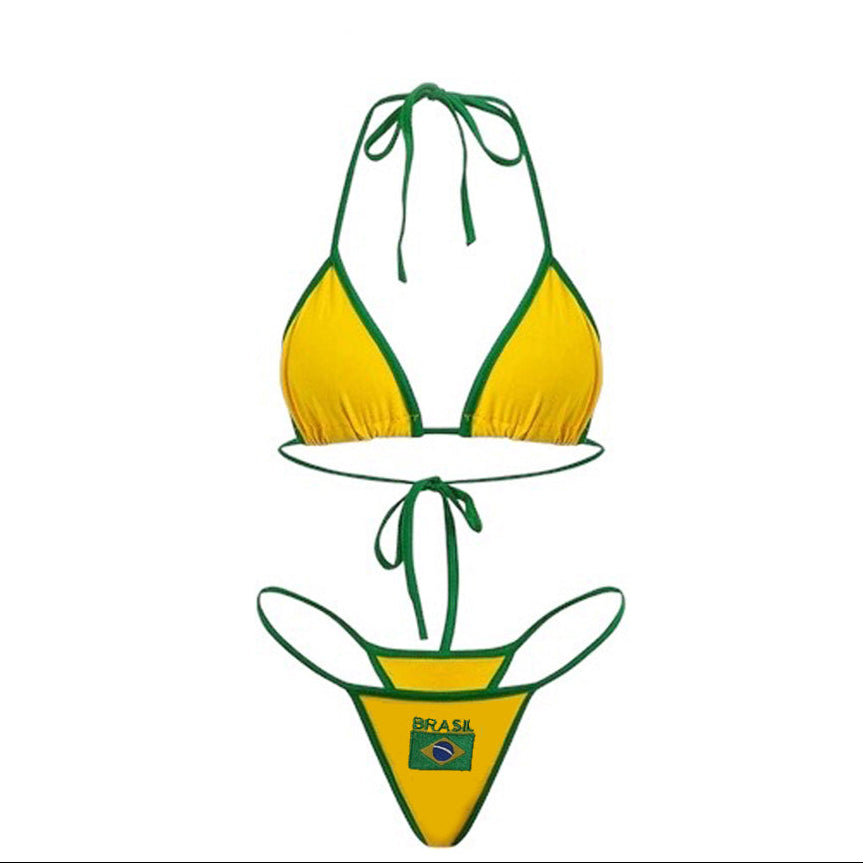 Brazil Yellow Flag Bikini Set by LENCE LONDON