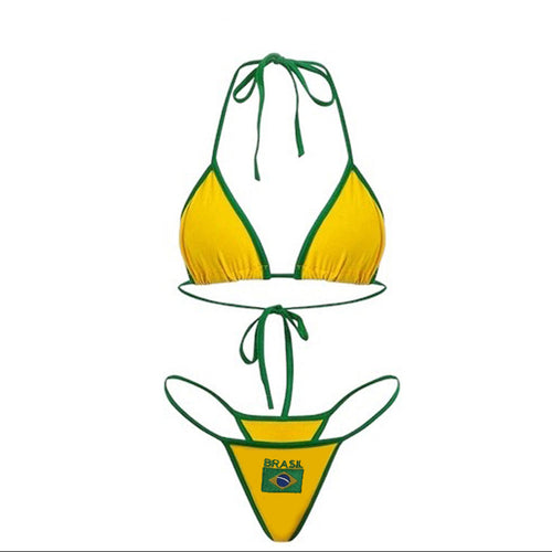 Brazil Yellow Flag Bikini Set by LENCE LONDON