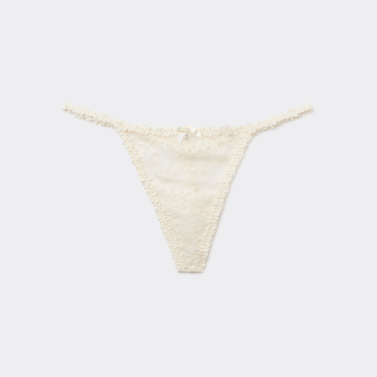 Designer Floral Lace Thong G-String | Cream
