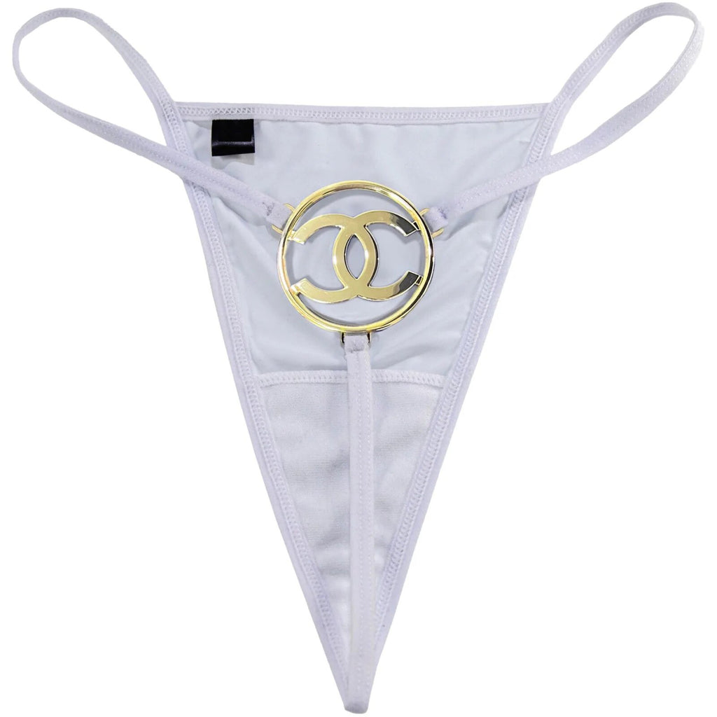 White Chanel CC Thong by LENCE LONDON